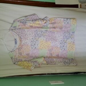 Liberty Lane Floral Patchwork Angel Sleeve Top